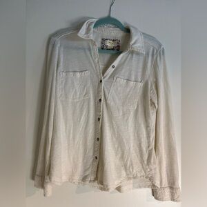 Maeve Anthropologie Roll Tab Sleeve Button Up Shirt|White|Size Small|100% cotton